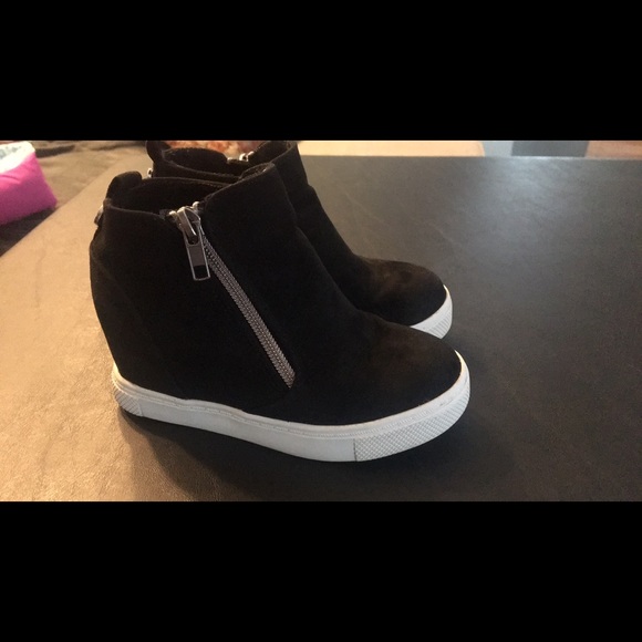Steve Madden Other - Steve Madden, wedge boot,  black suede ,girls sz 12 M